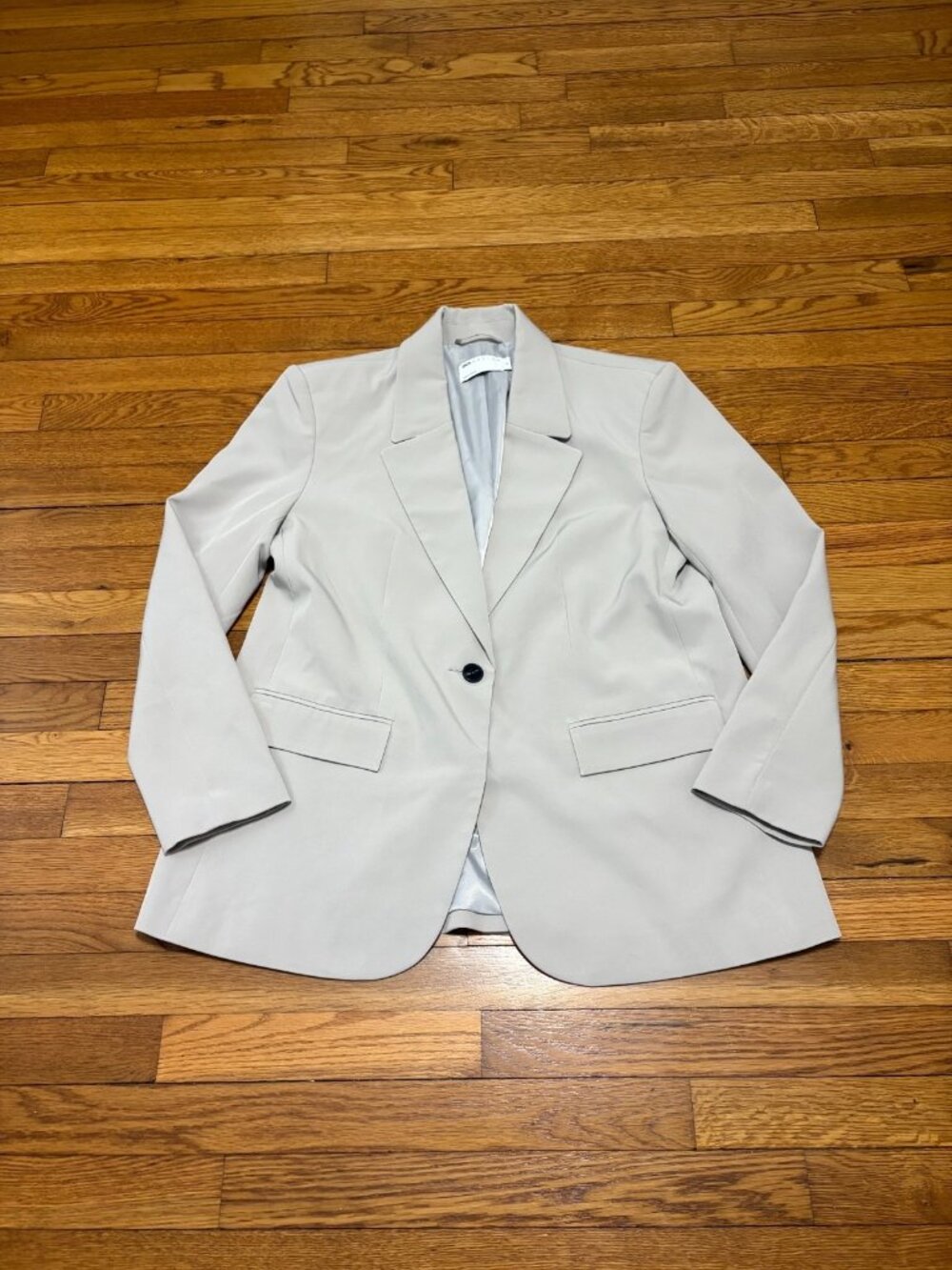 ASOS Design Women's Blazer Jacket Size Medium Gray 1 Button Relaxed Lined Career